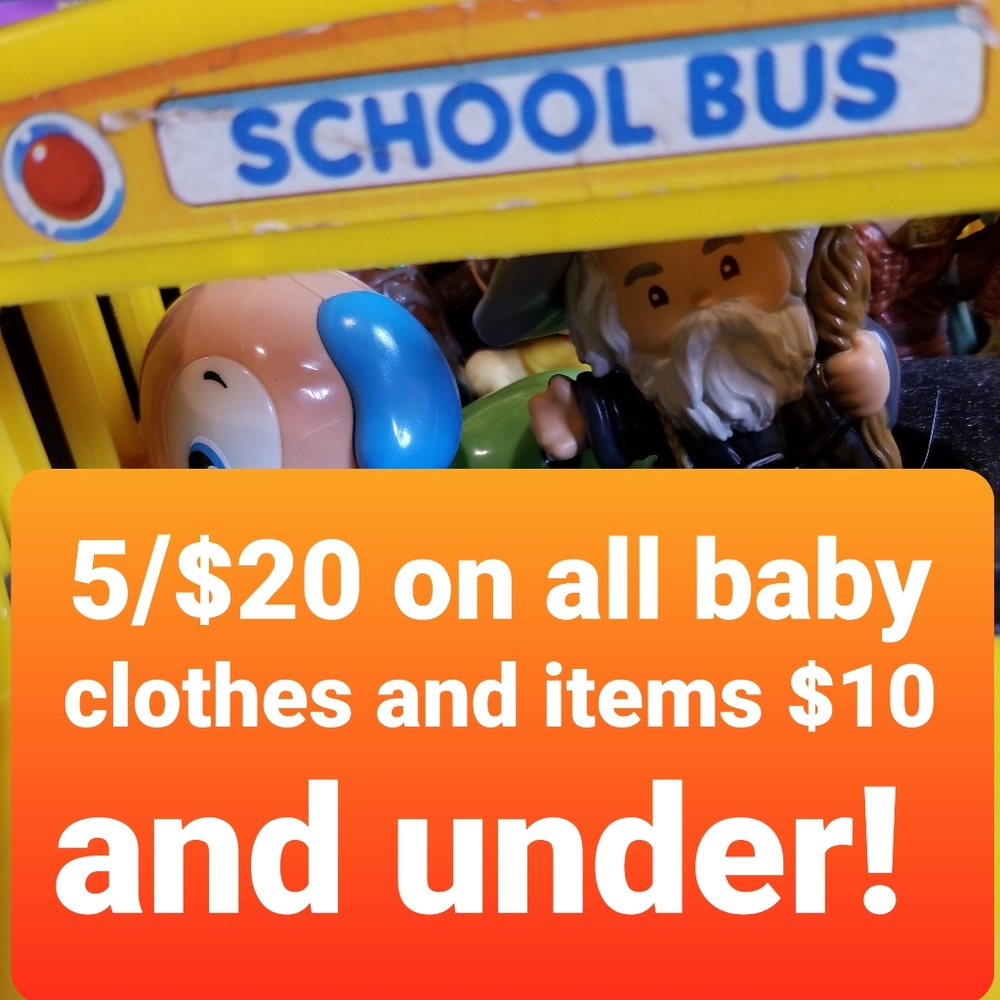 5/$20 on all $10 and under baby listings!